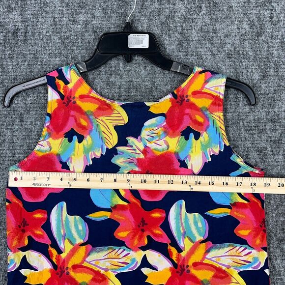 All Silks Shirt Womens Small Flowers Silk Blouse Tank Sleeveless Tunic Long - Picture 5 of 7